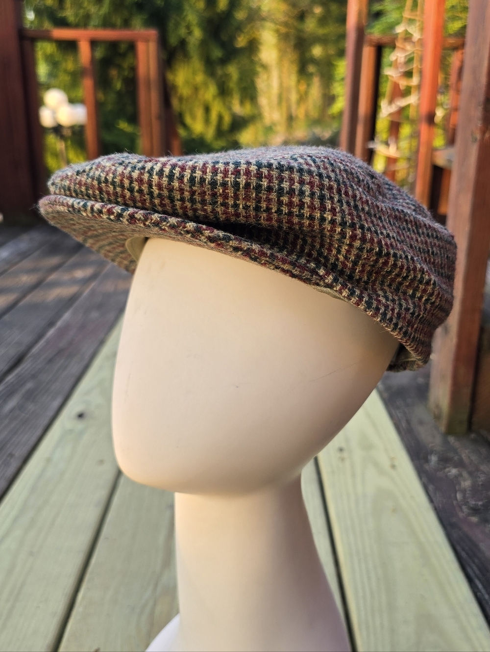 Vtg Country Gentleman Mens Tweed Newsboy Cabbie Flat Cap Earthy Tones Sz L